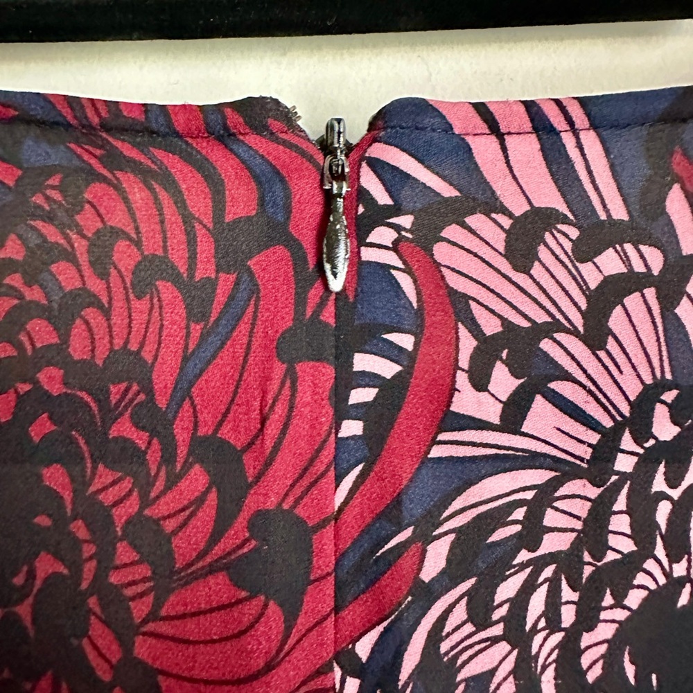 A.L.C. Floral Print Midi Dress in Navy, Burgundy & Blush - Picture 7 of 9